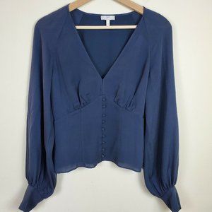 JOIE Blue Silk Blouse Top Shirt Long Sleeves Women's Size 4